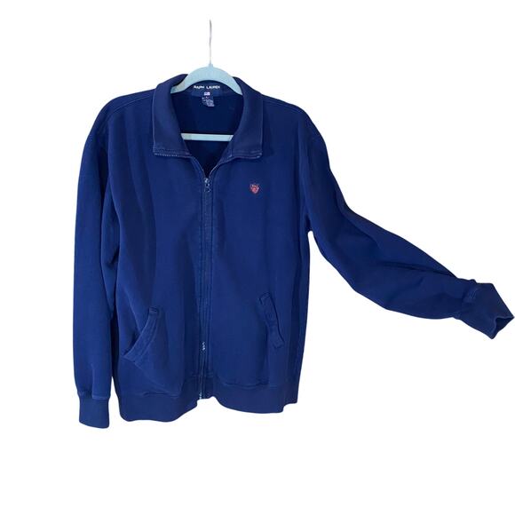 Vintage Polo Sport Ralph Lauren Zip Jacket Navy Blue USA Made Men’s Large - Picture 1 of 8